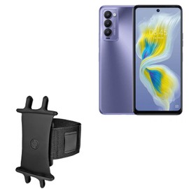 BoxWave Holster Compatible with Tecno Camon 18 P - ActiveStretch Sport Armband, Adjustable Armband for Workout and Running - Jet Black