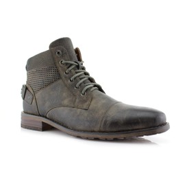 Polar Fox Christopher MPX806057 Mens Casual Work Lace Up Classic Motorcycle Combat Boots, in Grey, Size 9.5