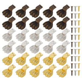 WADORN 30Pcs 3 Colors Zinc Alloy Jewelry Box Feet Antique Legs for Furniture Decorative Corner Hardware Fittings Decorative Corner Protectors for Wooden Case Box Cabinet Bottom DIY Crafts Decor