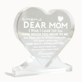 Dear Mom Gifts, For All The Times That I Forgot To Thank You, Heart-Shaped Acrylic Sign, Thank You Gifts for Mom, Acrylic Heart Gifts Decor Sign, Appreciation Gifts for Mother's Day Christmas