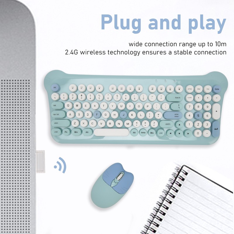Wireless Keyboard and Mouse 2.4Ghz Connection Cute Keyboard Mouse Set