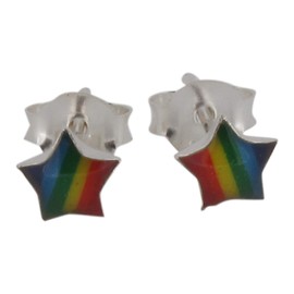 Touch Jewellery 925 Sterling Silver Rainbow Star Stud Earrings