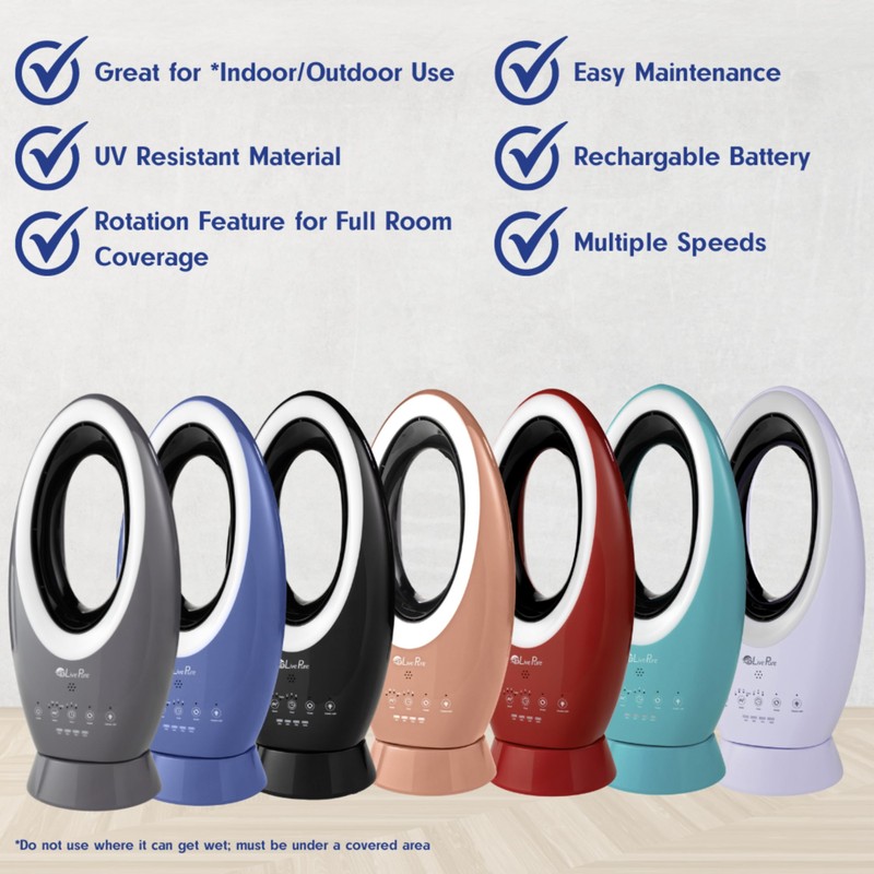 LivePure Bladeless Indoor/Outdoor Rechargeable Fan, Teal