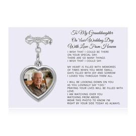 Ukodnus To My Granddaughter Wedding Bouquet Charm from Deceased Grandma or Grandpa, Memorial Bouquet Charm for Wedding Remembrance Grandma or Grandpa in Heaven, Memorial Gifts for Bride