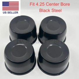 RC Auto 4x 4.25" Black Short Steel Push Through Center Caps for Wheels Trailer Rims