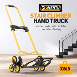 New Stair Dolly Climber 330LB, Foldable Hand Dolly Cart Moving Dolly for Stairs with Telescoping Handle and Rubber Wheels