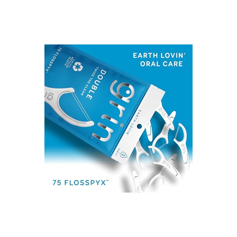 GRIN, Double Flossypx Travel, Hilo Dental Ecológico y Extra Largo,