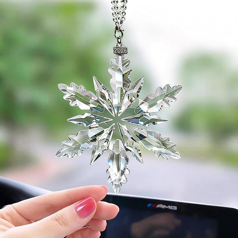 Annual Edition Ornament 2026, Crystal Glass Snowflake Christmas Ornaments