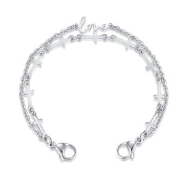 mnmoom lnterchangeable Medical Alert Bracelets-Stainless Steel Chain with lobster clasps-Just Chain (love cross Chain-6 in)