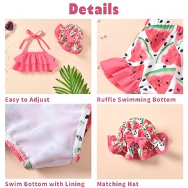 Infant Baby Girls Swimsuit Bikini Watermelon Two Pieces Bathing Suit Swimwear Summer Beach Wear Set Pink 6-12 Months