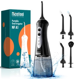 Nicefeel Cordless Water Dental Flosser – 300ML BPA-Free Portable Oral Irrigator, 3 Cleaning Modes, Fast Charge, IPX7 Waterproof for Teeth, Gums & Tonsil Stones – Home & Travel Use