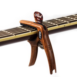 MEELAND 3in1 Guitar Capo for Acoustic and Electric Guitars Ukulele,(Picks Holder and Bridge Pins Puller and capo 3 in 1）Free 3 Picks Rosewood colour