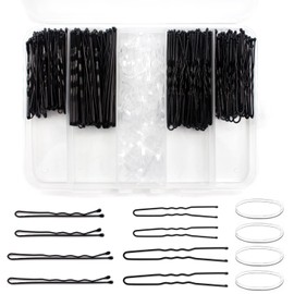 300pcs Bobby Pins Hair Pins Kit, 100 U Shaped Pin for Buns, 100 Hair Pins for Women and 100 Clear Bands Bobby Pins for Girls