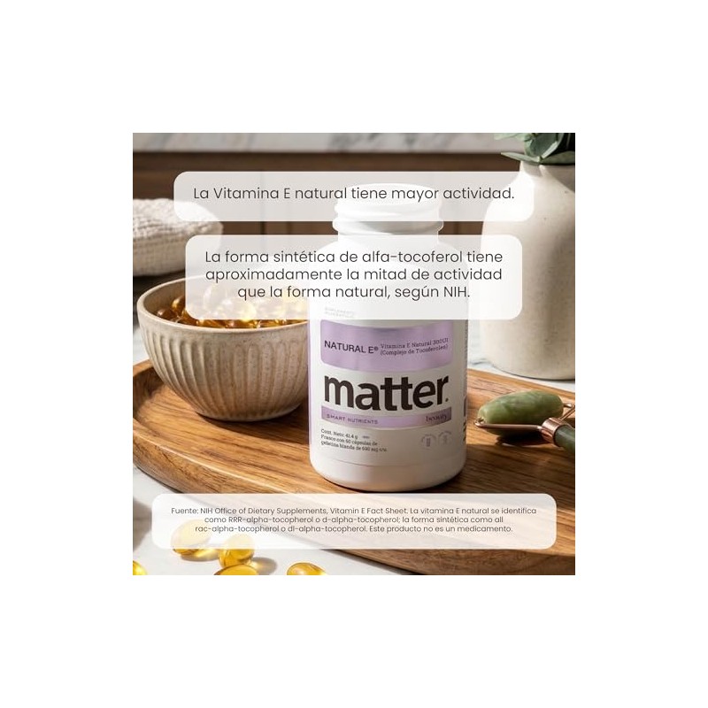 Matter Natural E, Vitamina E Natural 300UI, Complejo de d-Tocoferoles