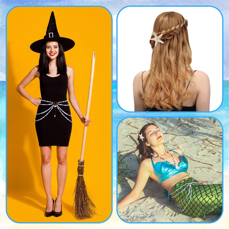 Daifunli 3 Pcs Halloween Mermaid Costume Women Pearl Waist Chain