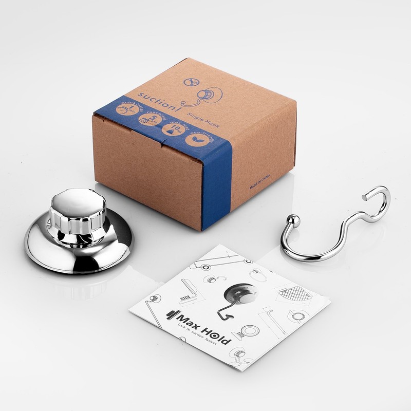 MaxHold No-Drilling/Suction Cup Single Robe Hook - Vaccum System -