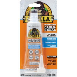 Gorilla Waterproof Caulk & Seal [100% Silicone]: 2.8 oz. tube (Clear) [2-pack]