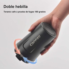 Termo para Café Taza Portátil de Acero Inoxidable de Doble Capa con tapa a prueba de salpicaduras, Mantiene la Temperatura hasta 24 Horas, Libre de BPA, 380 ml, Negro
