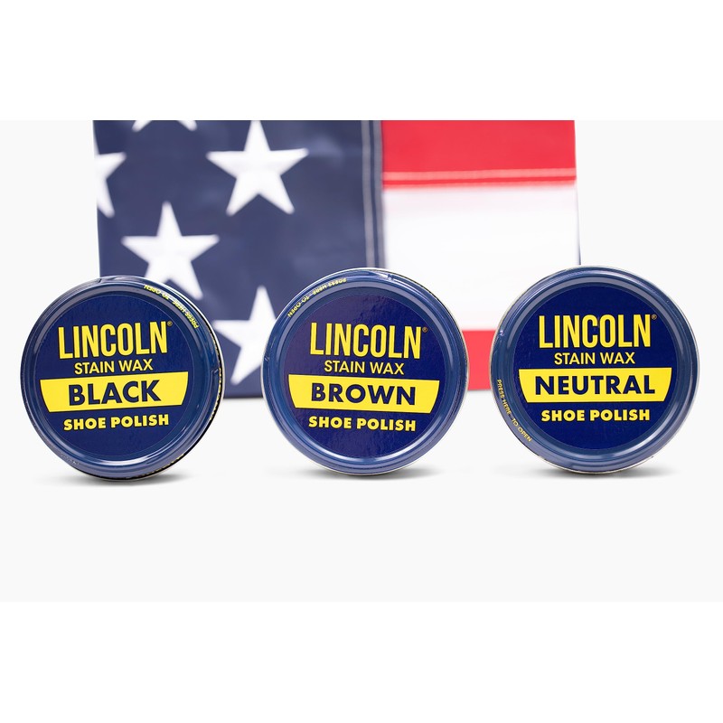 Lincoln Stain Wax Shoe Polish Black, Brown, Neutral Variety 3