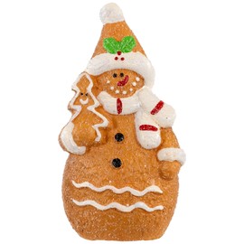 Northlight Frosted Gingerbread Snowman with Cookie Tree Christmas Figurine - 5.75"