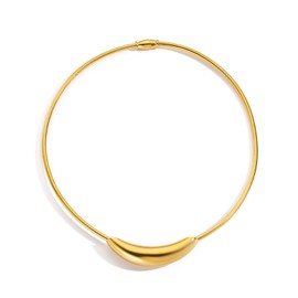 JGHIFLYE Stailess Steel Metal Curved Bar Tube Choker Necklace For Women,Gold Plated Statement Chunky Snake Chain Horizontal Round Tube Jewelry Necklace