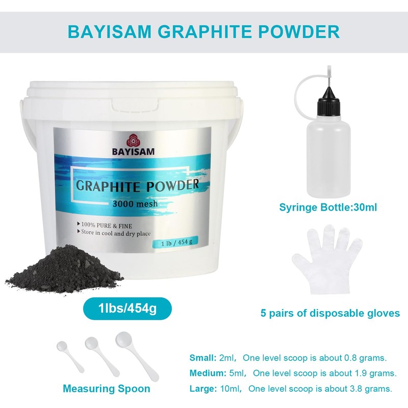 1LB Pure Graphite Powder,3000 Mesh Microfine Dry Graphite Lubricant Powder