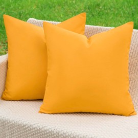 Kiatuniya Outdoor Cushion Cover, 40 x 40 cm, Yellow Cushion, Weatherproof Sofa Cushion, Decorative Cushion, Waterproof Cushion Cover, Decorative Modern Summer Cushion Covers for Garden, Sofa, Balcony