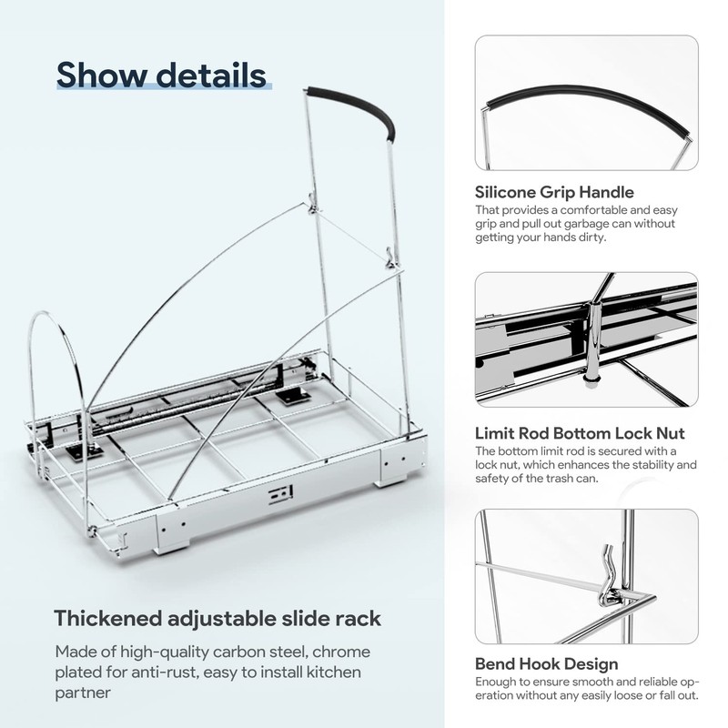 Tanamu Pull Out Trash Can Under Cabinet，Under Sink Slide Out