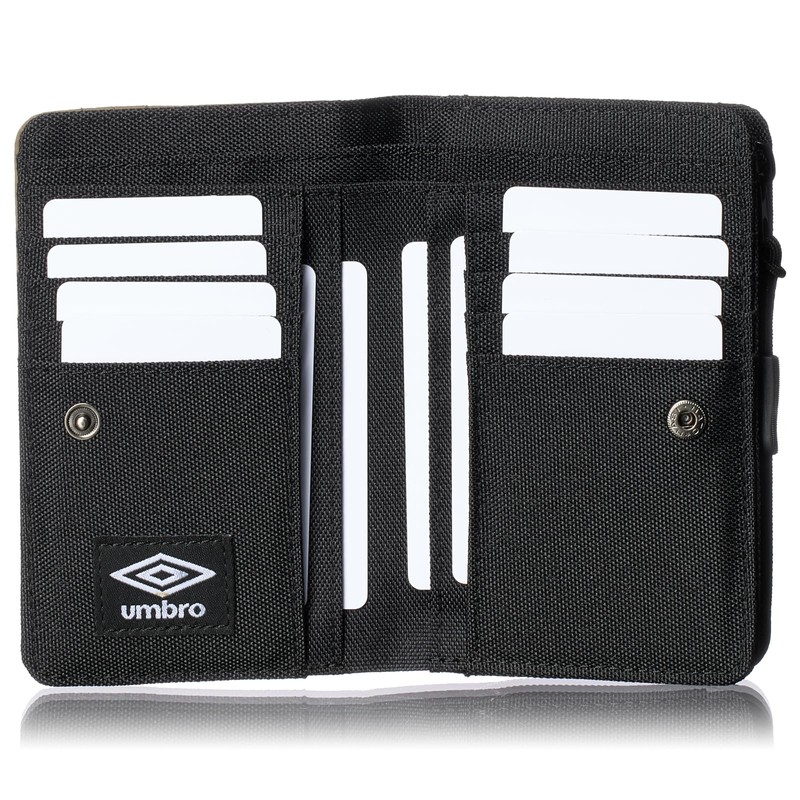 Umbro Men's and Women's Bi-Fold Wallet with Round Zipper, Nylon,
