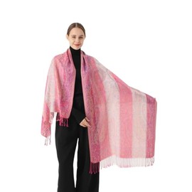 Pashmina Scarf for Women Rainbow Colorful Soft Lightweight Wedding Shawl Wrap (Purple Rainbow - NY041-10)