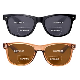 OuShiun 2er-Pack Unsichtbare Bifokale Lese Sonnenbrillen, Outdoor Sonnen Lesebrillen, Sonnenbrillenleser UV400-Schutz für Damen und Herren(Schwarz+Braun +3.0)