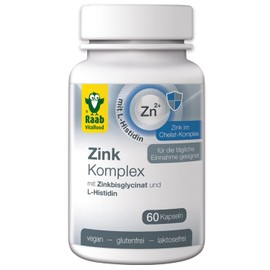 Raab Vitalfood Zinc Complex Capsules of 500 mg I 60 Capsules I Zinc in Chelate Complex I with the Amino Acid L-Histidine