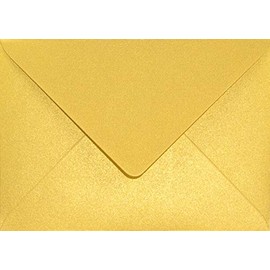 Netuno 100 Pearlescent Gold envelopes DIN B6 125x175mm 4.92x6.89 inches 120gsm Aster Metallic Cherish gummed Pointed Flap no Window for Invitations Wedding Christmas Birthday Greeting Cards invites