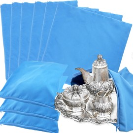 Conagel 6 Pack Silver Storage Bags Zippered Anti Tarnish Jewelry Storage Bags Silver Protector Bags Fabric Silver Protection Bags for Silverware Silver Jewelry