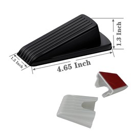 Door Stopper, Door Stops, Doorstopper, 4 Pack Rubber Door Stopper, Sturdy Non Slip, Stackable for Use, Works on All Floor Types, Equipped with Self-Adhesive Storage Bracket for Easy Storing (Black)