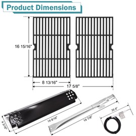 Criditpid Grill Replacement Parts for Nexgrill 2 Burner 720-0864M, 720-0864, Grill Grates, Heat Plate Shields, Burner Tube and Igniters Replacement Kit for Nexgrill 720-0864M 2-Burner Gas Grill