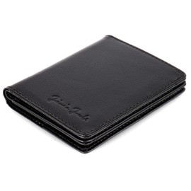 Jaimie Jacobs Slimstar Men's Slim Leather Wallet with Large Coin Compartment Portrait Format, black, Modern