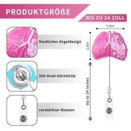 Pack of 4 Heart ID Card Holders, Extendable, Retractable Reel, ID Clip, Anatomy Nurse Accessories, Nurse Accessories, Anatomy Badge Holder for Doctor, Teacher, Office, Clinic, Doctor (Rose Red)