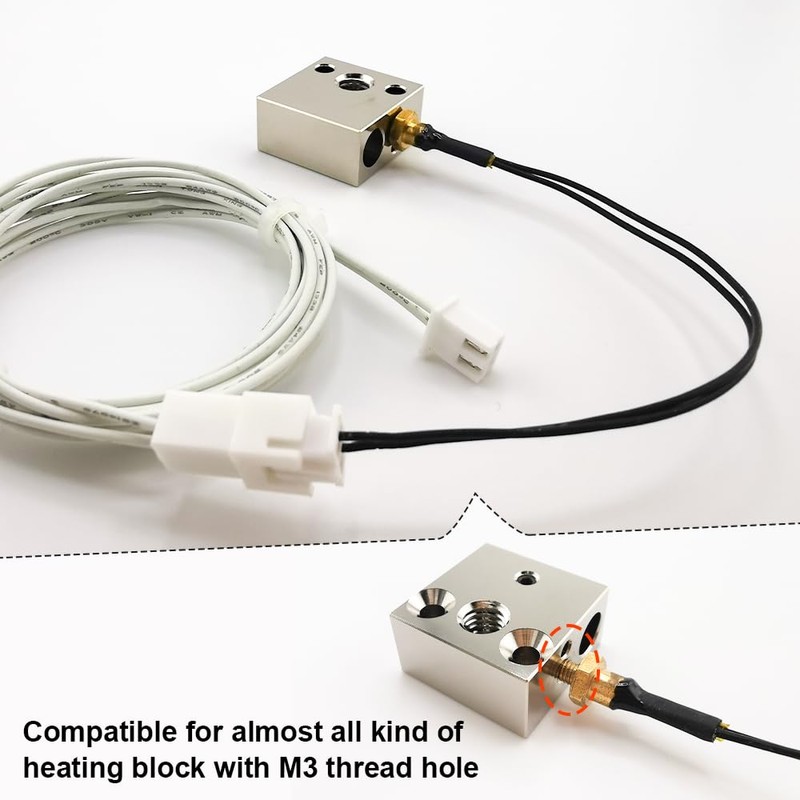 Ender 3 Thermistor 300℃ Upgrade, M3 Stud Thermistor 100K NTC