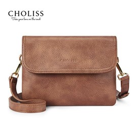 CHOLISS Women's Small Crossbody Bag, Vegan Leather Cell Phone Purse with Adjustable Strap handbag woman crossbody bag - Color: Classic Black