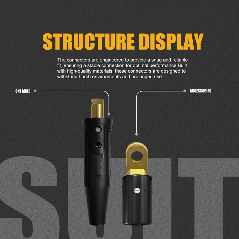 AWLOLWA 1PCS LC-40 350A Welding Quick Connectors, 1PCS CT-40FA 45°