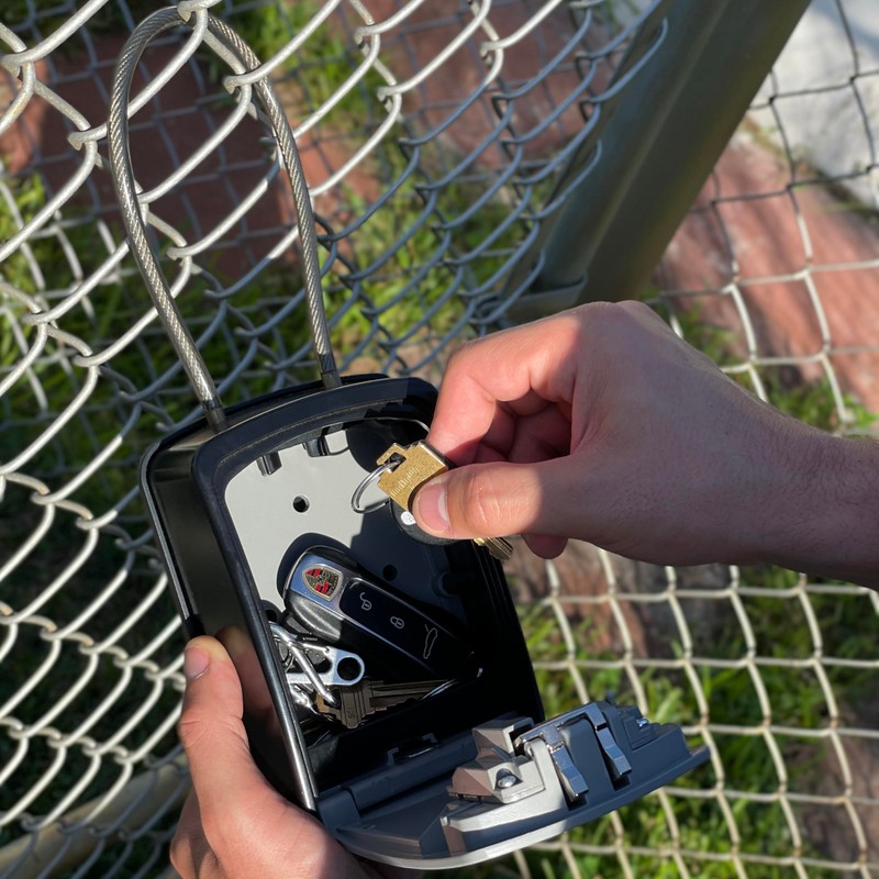 Iron Lock® Key Lock Box Portable with Cable Shackle &