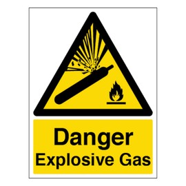 V Safety Danger Explosive Gas - Portrait 150 x 200mm - 2mm Rigid Plastic Safety Sign