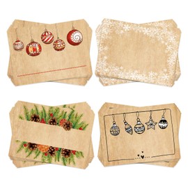 Logbuch-Verlag 100 Christmas Labels Name Stickers Christmas Stickers 4 x 25 Pieces Blank Gift Stickers 7.4 x 5.2 cm for Names