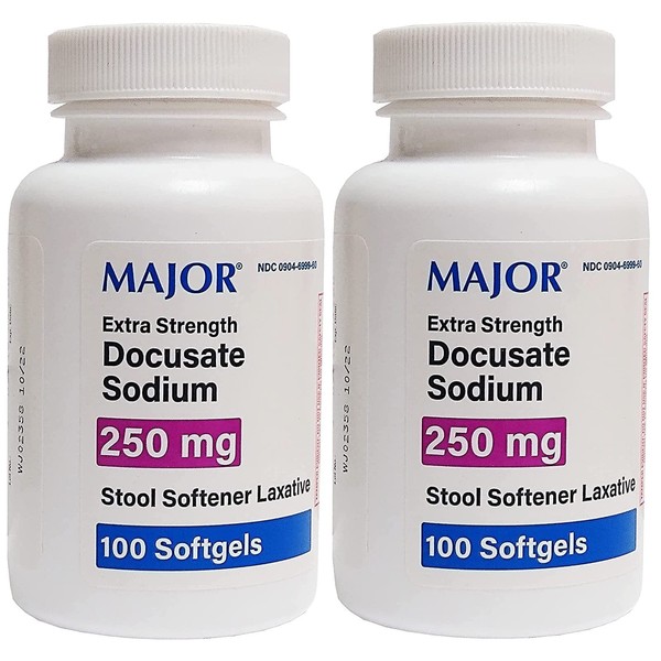 Rocksonly 2 Pack Docusate Sodium 250mg Major Stool Softener Laxative Softgels.