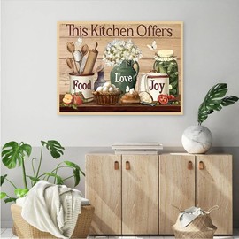 JFYHAB Kitchen Diamond Art Kits for Adults, Food Diamond Painting Kits for Adults Beginners, DIY 5D Diamond Painting with Round Gem Art Kits for Adults for Gift Home Wall Decor 12x16 Inch