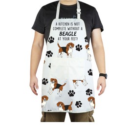 CENWA Beagle Aprons with Pockets Beagle Gifts Dog Lovers Cooking Baking Apron For Animal Dog Lovers Hostess Gift (Beagle apron)