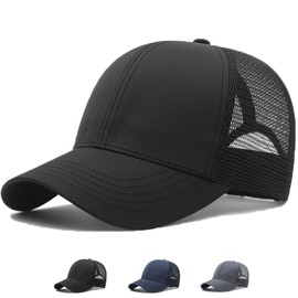 RF Cap, Men's, Large Size, Hat, 24.0 - 26.8 inches (61 - 68 cm), Deep, Mesh, Summer, Breathable, Quick Drying, Flirty, Unisex, Stylish, Cool, Brim Length, Popular, Black