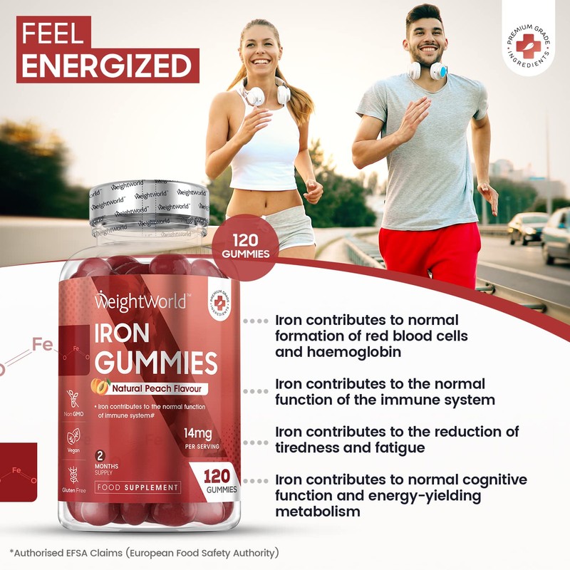 Iron Gummies 14mg – 120 Vegan Ferrous Fumarate Gummies(2 Months