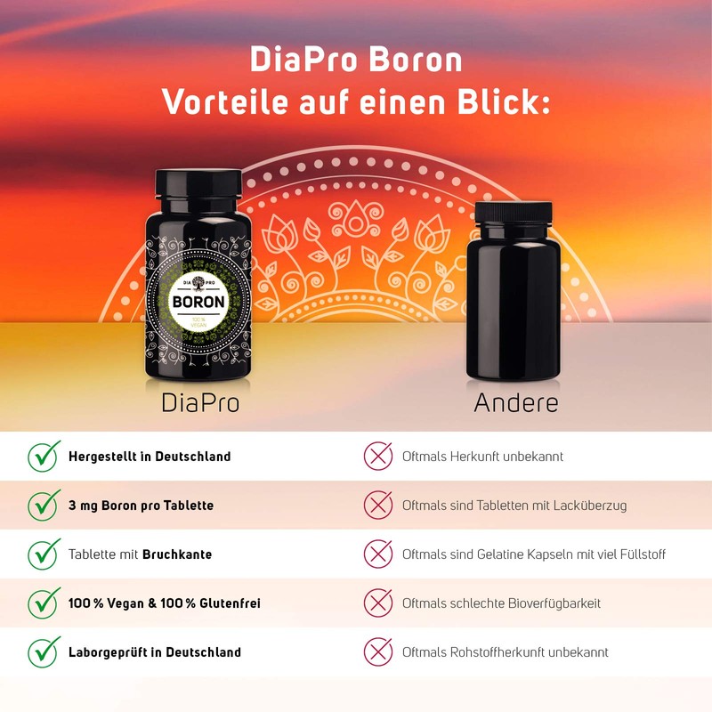 DiaPro® Boron high dose boron tablets with 3 mg boron